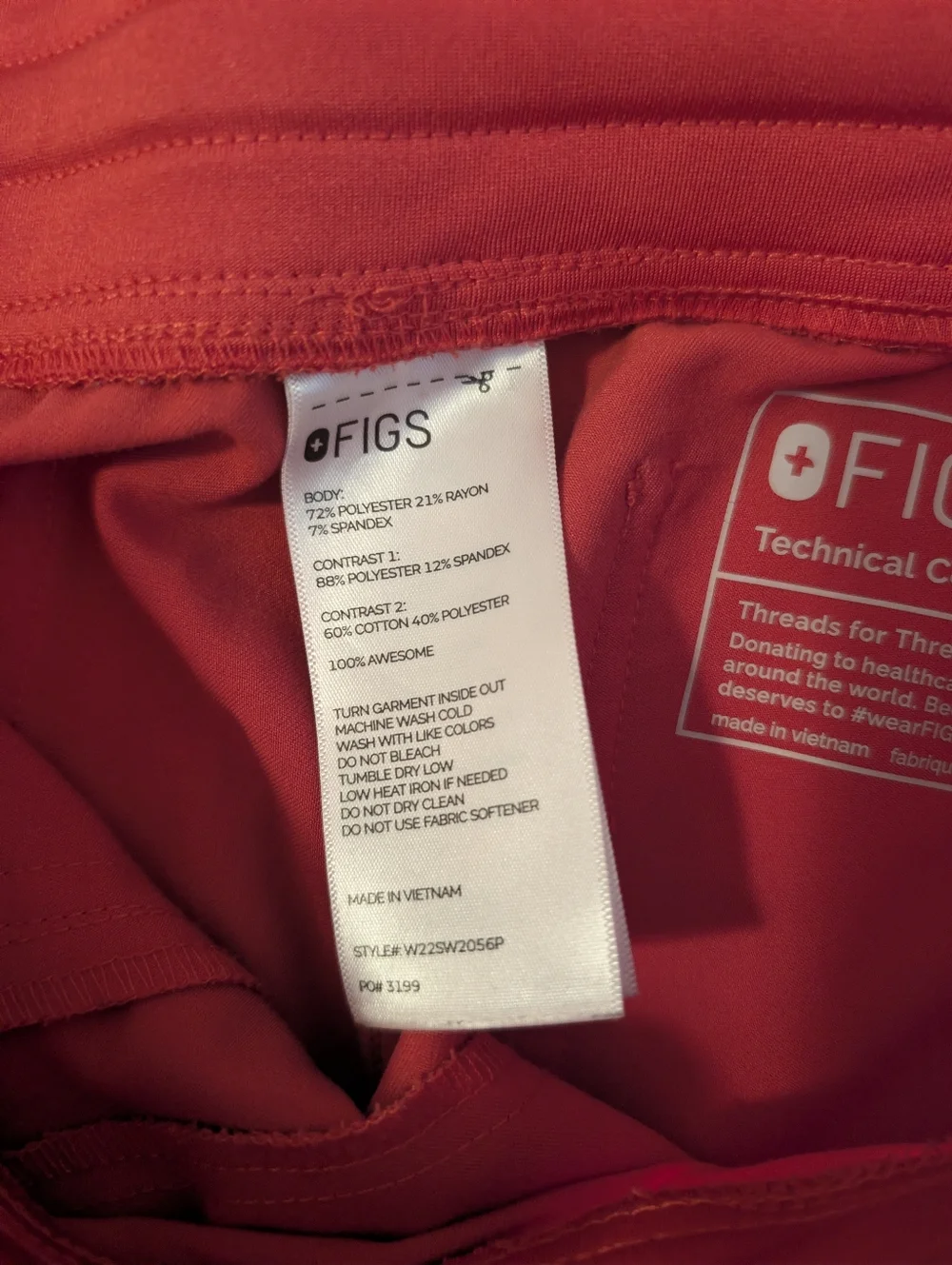 Figs Women Joggers, Red- Raspberry Color Medium Petite - Picture 6 of 6